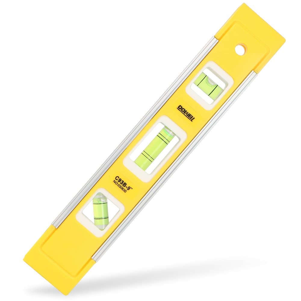 DOWELL 9 Inch Magnetic Box Level Torpedo Level,3 Different Bubbles/45°/90°/180°Measuring Shock Resistant Torpedo Level 1pcs