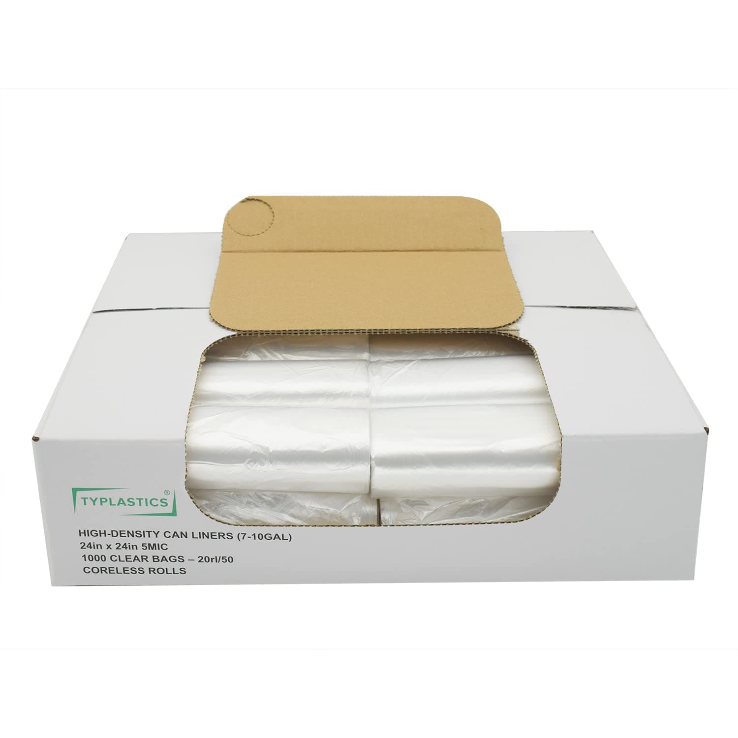 TYPLASTICS Trash Can Liner - Wholesale 1000 Count Garbage Bags on Perforated Roll 7-10 Gallon Multipurpose for Office Bathrooms Business Home Commercial and Industrial Needs 24" x 24" 50 Count (Pack of 20)
