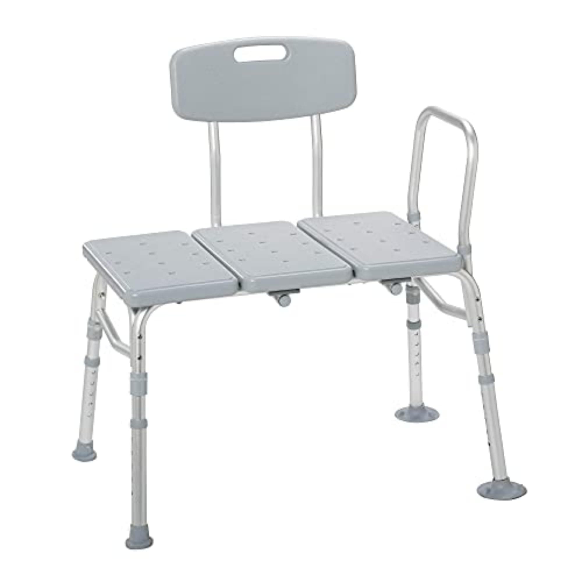 Drive Medical 12011KD-1 Tub Transfer Bench For Bathtub, Height Adjustable Shower Bench with Backrest, Shower Shower Chair Bath Seat for Elderly, Seniors, Arm Support for Transfer, 400 Weight Cap Transfer Bench Standard