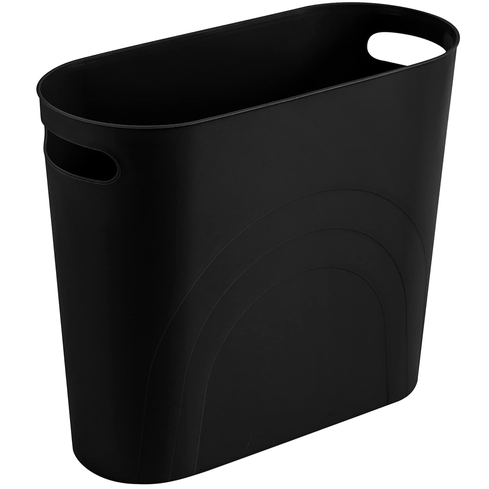 rejomiik Small Trash Can, 3.5 Gallon Slim Garbage Can Plastic Waste Basket with Handles Container Bin for Narrow Spaces Bathroom, Bedroom, Kitchen, Office at Home, Black Black 1 pack