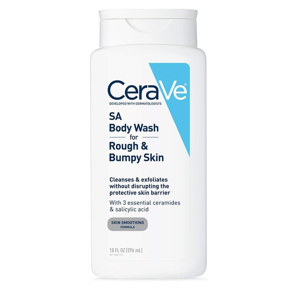 CeraVe Body Wash with Salicylic Acid, Fragrance Free Body Wash to Exfoliate Rough and Bumpy Skin, Allergy Tested, 10 Ounce SA Body Wash