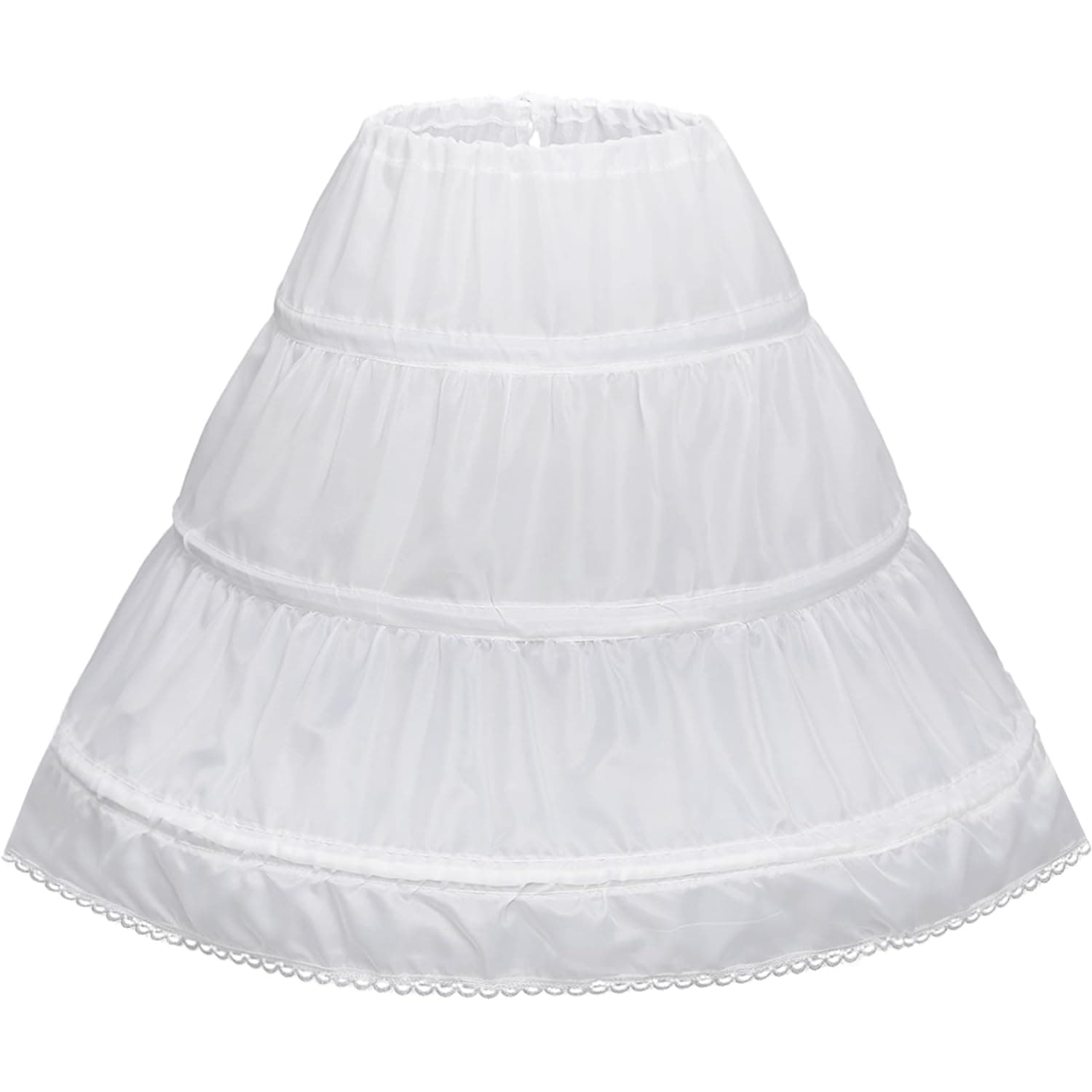 Abaowedding Girls' 3 Hoops Petticoat Full Slip Flower Girl Crinoline Skirt 4-5 White
