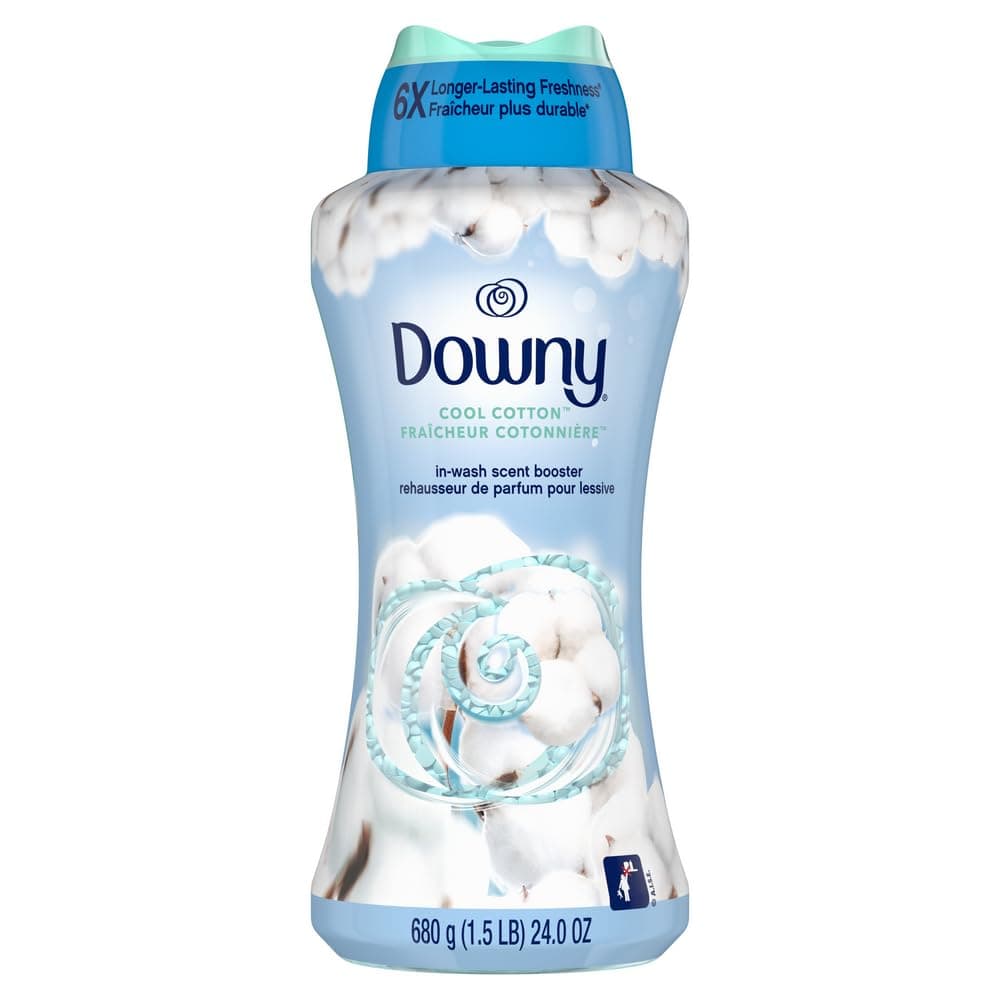 Downy Cool Cotton In-Wash Laundry Scent Booster Beads, 24 oz, laundry scent beads, Long-lasting Freshness