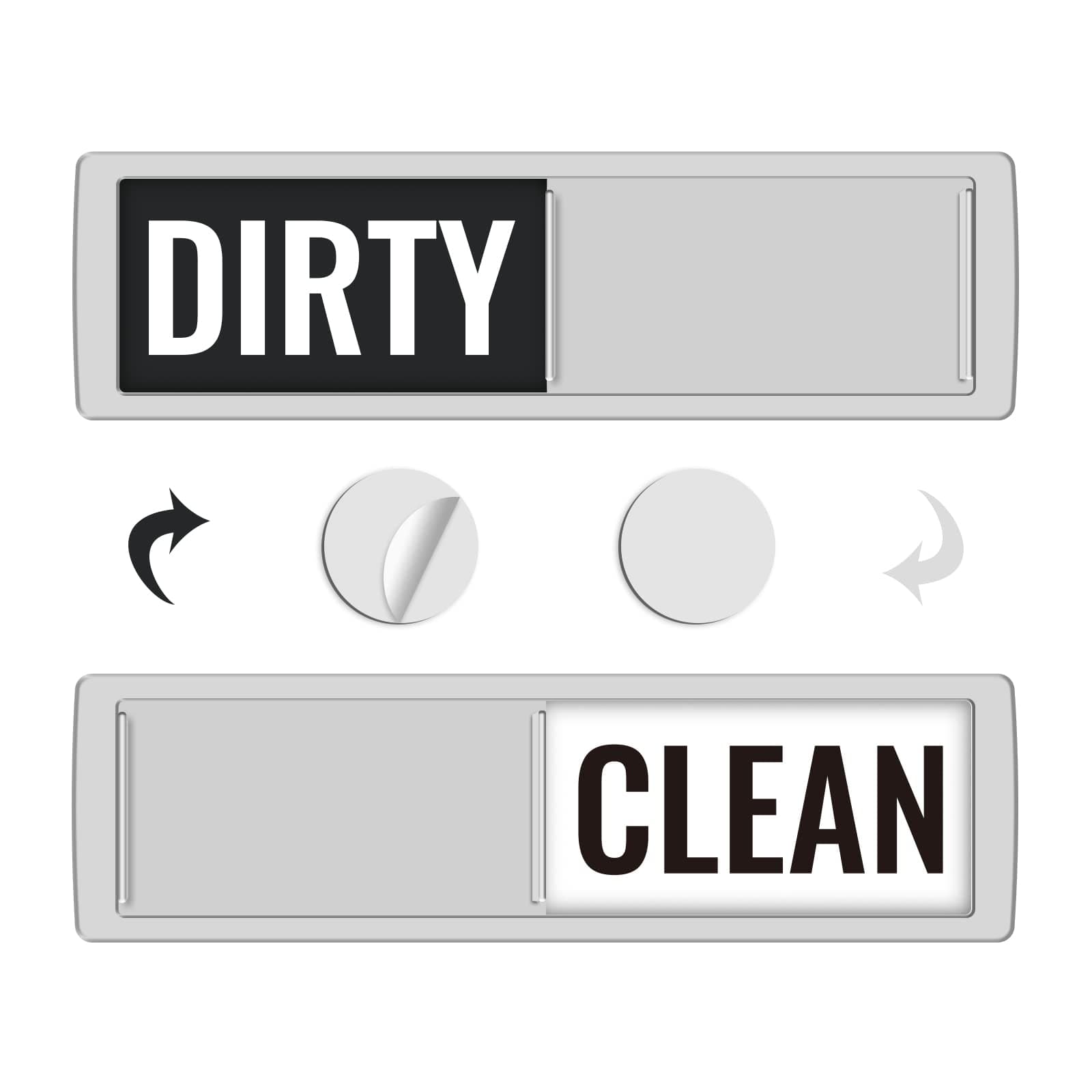 KitchenTour Dishwasher Magnet Clean Dirty Sign, Upgrade Super Strong Clean Dirty Magnet for Dishwasher, Large Text Easy to Read Non-Scratch Magnetic Indicator Kitchen Decor, Silver Black&white