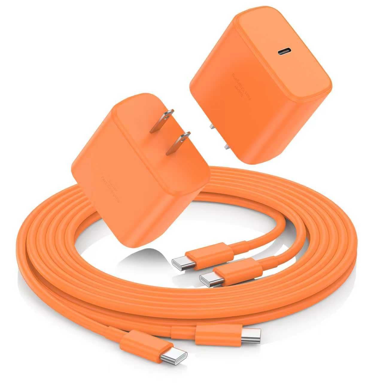 45W USB C Fast Charger,2-Pack 6FT Type C Charger Block & Cable, PD 3.0 Super Fast Charging for iPhone 16/16 Pro Max/15/15 Pro Max iPad Pro MacBook Air/Pro M1/M2, AirPods(Orange)