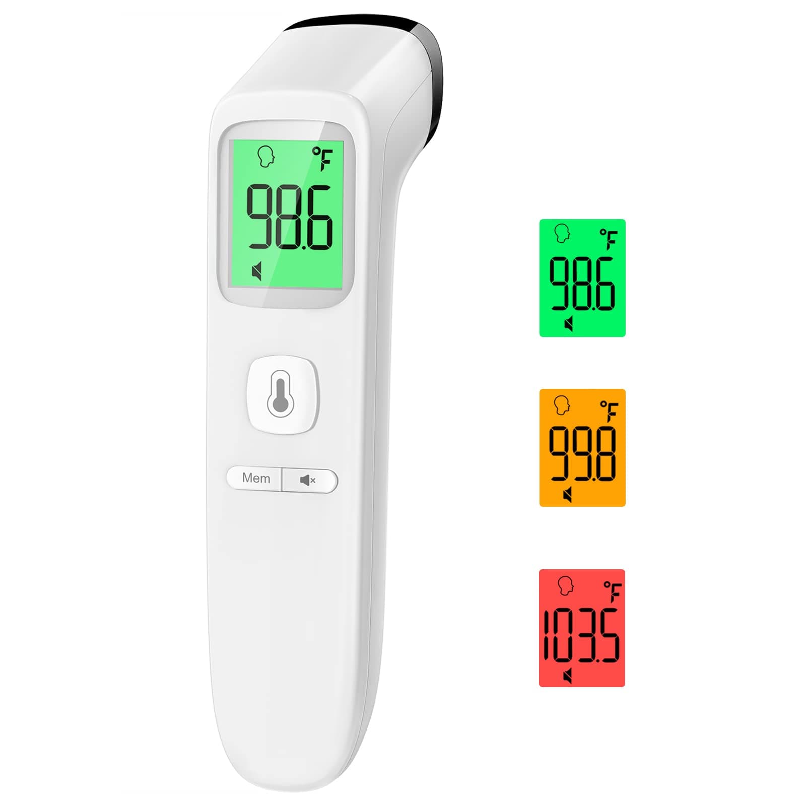 No-Touch Thermometer for Adults and Kids, Accurate Digital Baby Thermometer, Fever Alarm & Silent Mode, 2 in 1 Forehead & Object Mode white