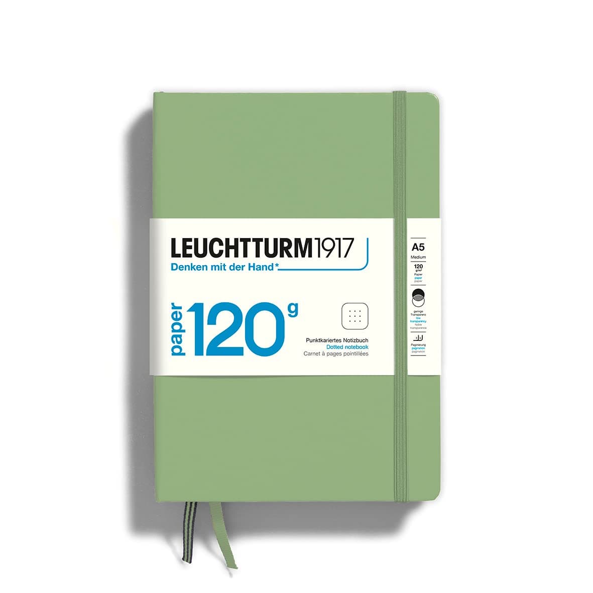 LEUCHTTURM1917 - 120G Special Edition - Medium A5 Dotted Hardcover Notebook (Sage) - 203 Numbered Pages with 120gsm Paper Dotted Sage