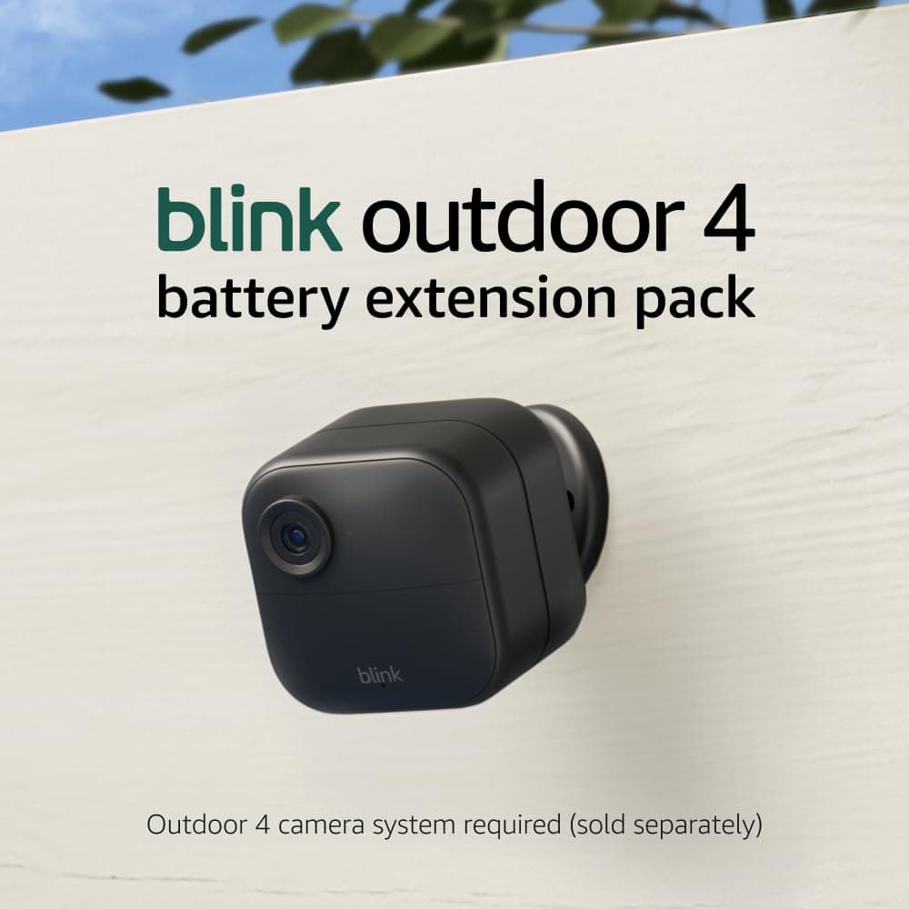 Blink Outdoor 4 (newest model) + Battery Extension Pack — Four-year battery wireless smart security camera, two-way audio, HD live view, enhanced motion detection — Add-on cam (Sync Module required)