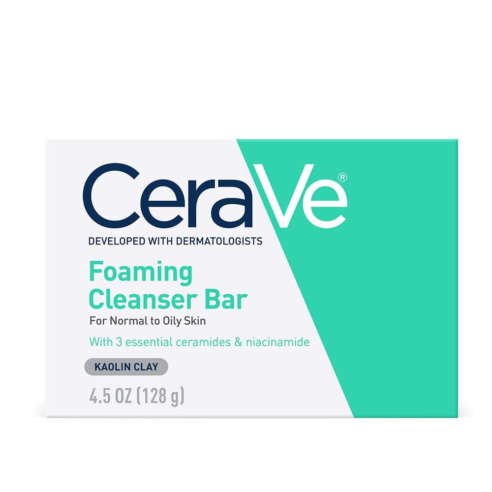 CeraVe Foaming Cleanser Bar, Soap-Free Body and Face Cleanser Bar for Oily Skin, Fragrance Free, 4.5 Ounce 4.5 Ounce (Pack of 1)
