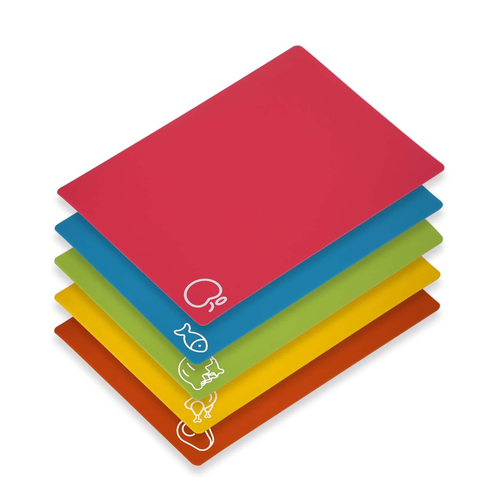 5 Pieces Flexible Cutting Boards, BPA Free Plastic Cutting Boards for Kitchen, Non Slip Cutting Mat for Meat and Vegetables, Thanksgiving 5PC Multicolor