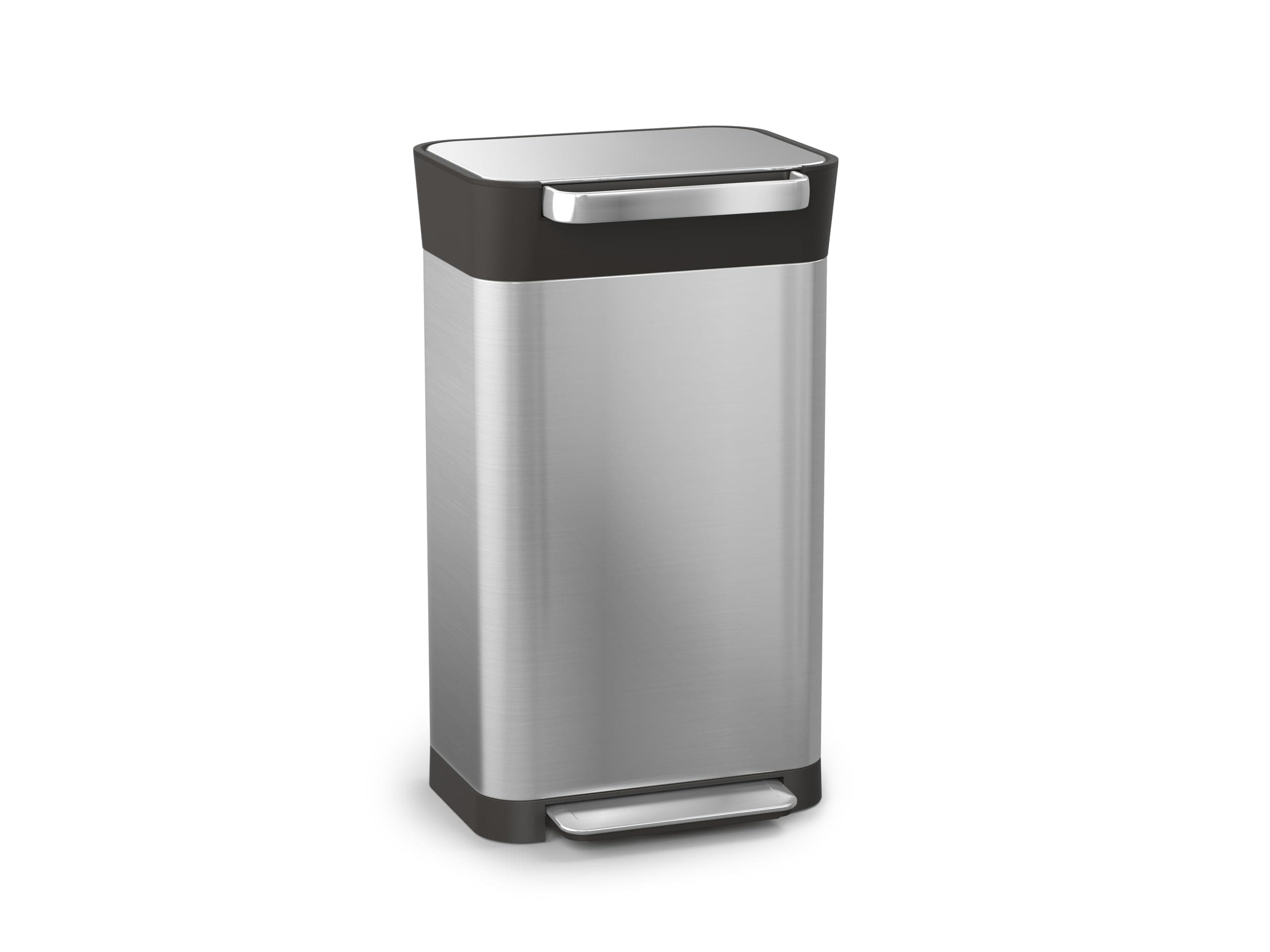 Joseph Joseph Intelligent Waste Titan Trash Can Compactor with Odor Filter, Holds Up to 90L After Compaction, Stainless Steel, 30L 30L Stainless Steel