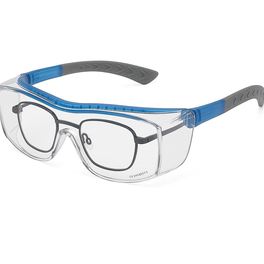 SolidWork Safety Glasses Clear Lens with Side Shields, Anti Fog, Anti Scratch, Anti-Glare, Protective Eyewear for Men & Women Blue & Grey