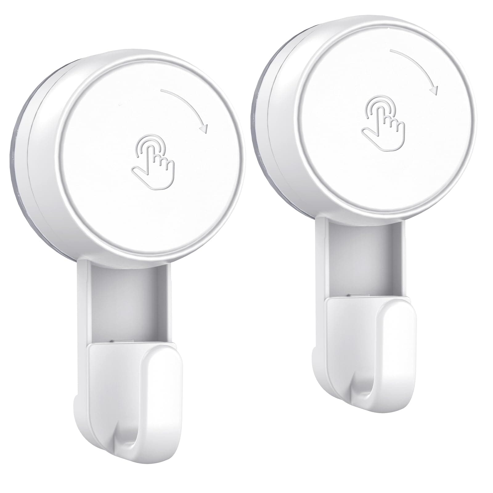 LUXEAR Heavy Duty Waterproof Shower Hooks 2 Pack - Suction Hook, No Drill Damage-Free Removable Reusable Wall Hooks for Bathroom Kitchen Towel Bathrobe Loofah Shower Hooks (Max Load 11LB/5KG) ef of 2 pk