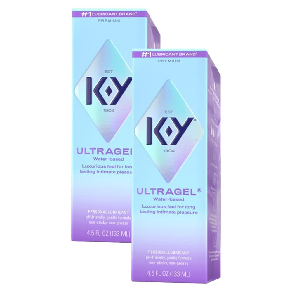 K-Y Ultragel Premium Water-Based Body Friendly Formula 4.5 Fl Oz. Personal Lubricant for Wetter Sex for Men, Women and Couples & Safe to Use with Silicone Toys (2 Pack)