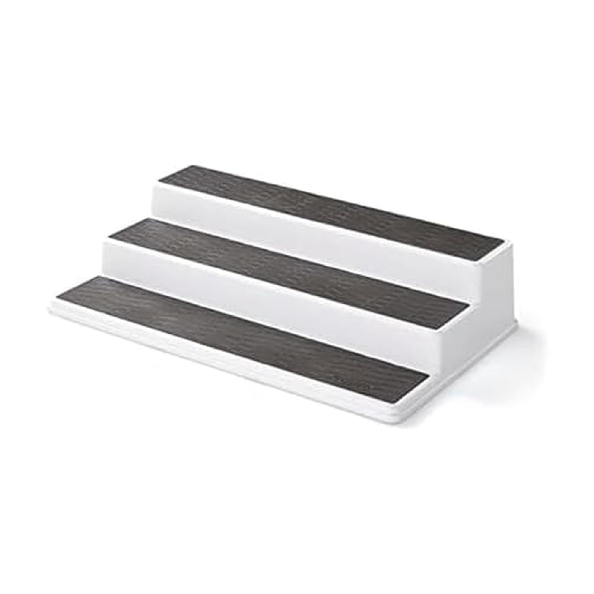 Copco 3-Tier Non-Skid Spice Rack Organizer for Kitchen Cabinet or Pantry, 15-Inch Tiered Shelf, White/Gray, Slip-Resistant Design for Jars and Bottles 15-Inch (Pack of 1)