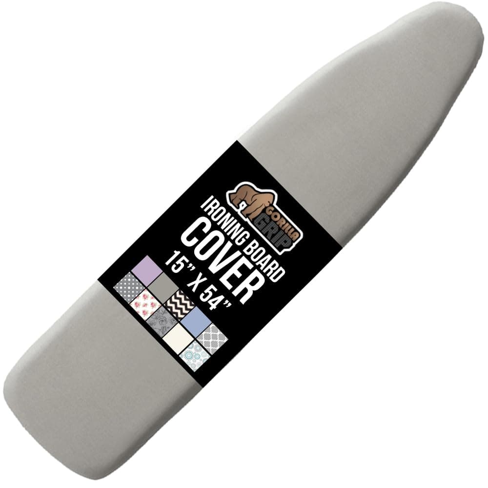 GORILLA GRIP The Original Ironing Board Cover and Pad, Silicone Coating, Thick Scorch Resistant Padding, Heavy Duty Iron Covers Standard Boards, Hook and Loop Fastener Strap, Silver, 15x54 15" x 54" Silver
