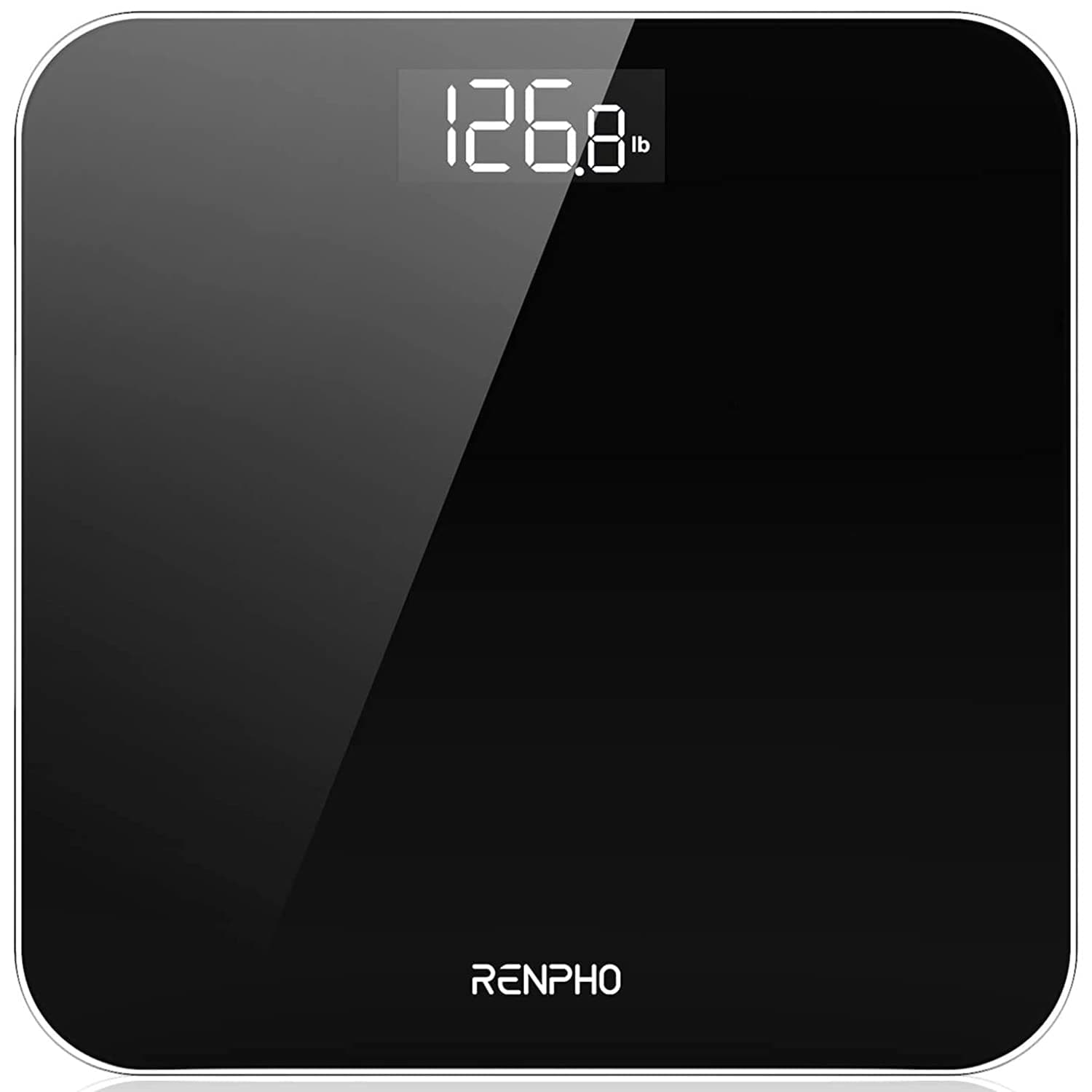 RENPHO Scale for Body Weight, Bathroom Weighing Scale with Backlit LED Display, Highly Accurate & Measures Weight up to 400 lb/180kg, Batteries Included, Black-Core 1S Black 10.2"