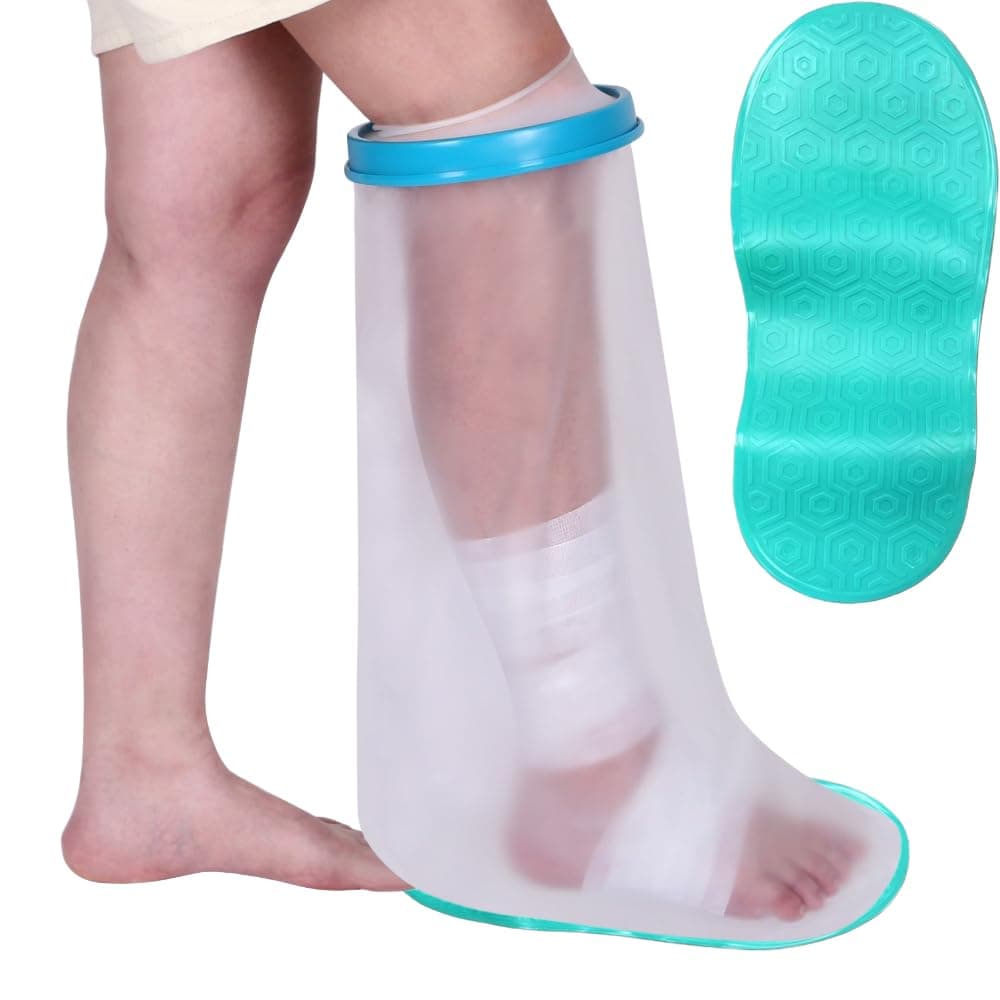 Lxuemlu 100% Waterproof Cast Shower Cover Leg Cast Cover with Non-Slip Bottom for Showering After Surgery, Adult Foot Shower Bag Cast Bag Cast Protector to Keep Wound & Bandages Dry