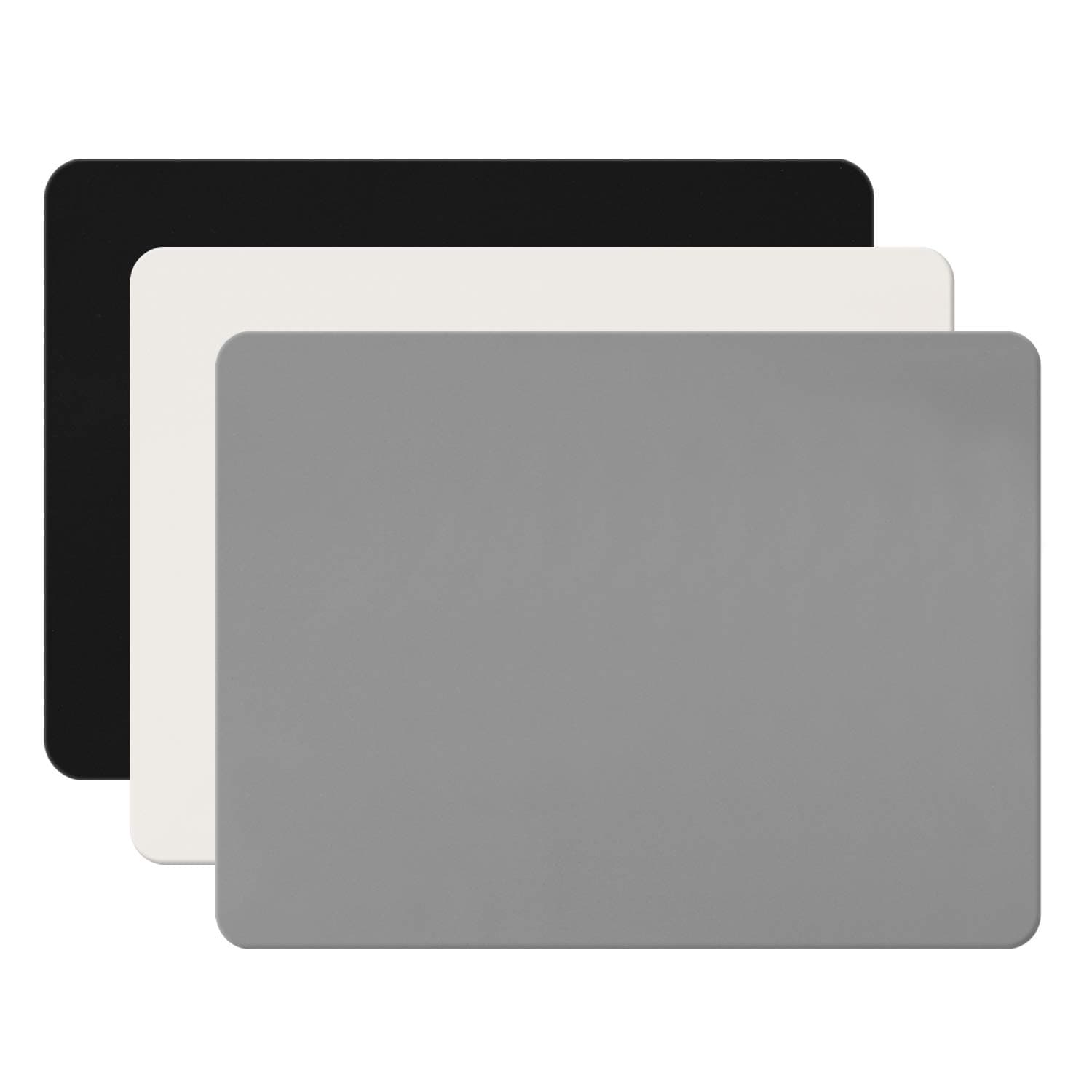 Gartful 3Pack Silicone Sheet for Crafts, Resin Jewelry Casting Molds Mat, Food Grade Silicone Placemat, Multipurpose Table Protector, Nonstick Nonskid Heat-Resistant, Black&Gray&Beige (15.7x11.8inch) 3pcs - 40 x 30cm x 0.8mm Black & Dark Gray & Beige