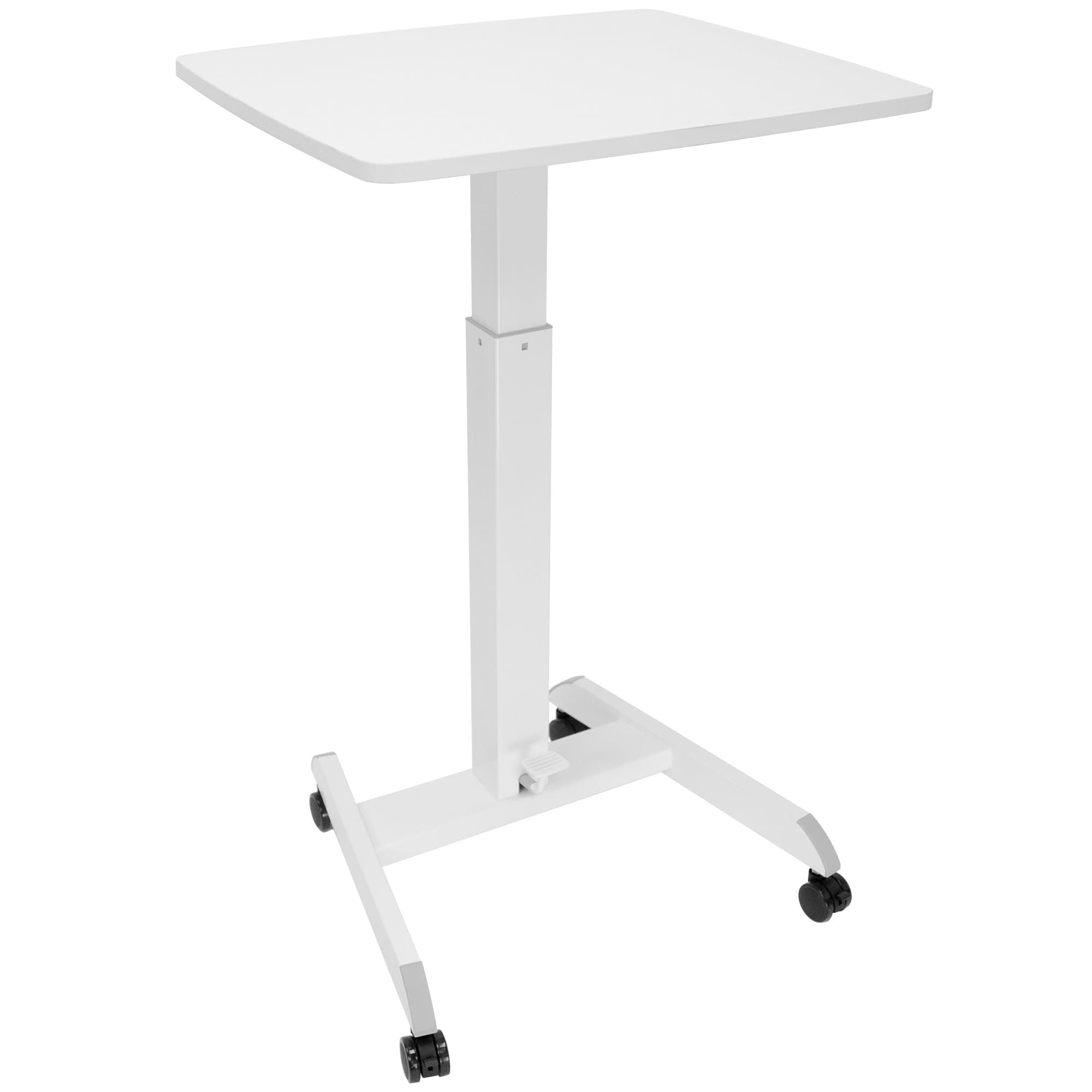 Mount-It! Adjustable Rolling Laptop Desk, Mobile Standing Desk with Wheels, Small Sit-Stand Computer Cart for Home, Office, or Classroom, 29.6â44.2" Height, 23.6"x20.5" Desktop, White