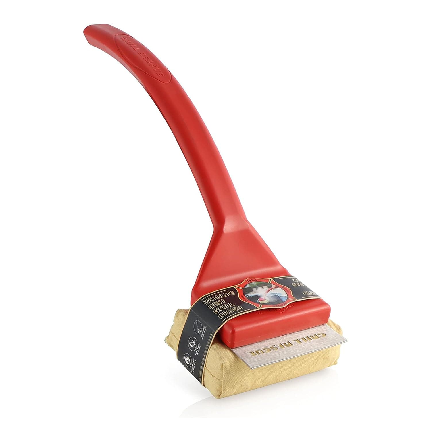 Grill Rescue BBQ Replaceable Cleaning Head, Bristle Free Grill Brush- Durable and Unique Grill Tools for Cast Iron or Stainless-Steel Grates, Barbecue Cleaner