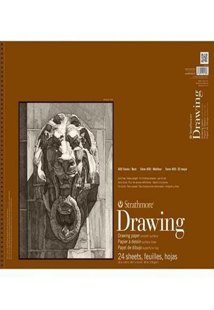Strathmore (400-108) 400 Series Drawing, Smooth Surface, 18 by 24", 24 Sheets , White cream 18x24