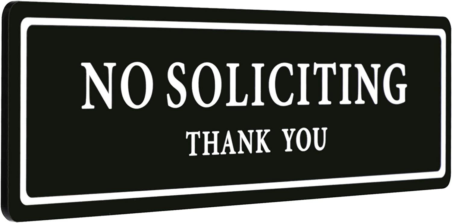 No Soliciting Sign for House — Keep Solicitors Away, with Strong Adhesive Tape for Flat Surface, 8.2 × 2.4 Inch, Stylish & Prominent Design, Perfect for Home Office Front Doors, Walls, Windows A: Classic Black - 1 Pack( Hot Sale)