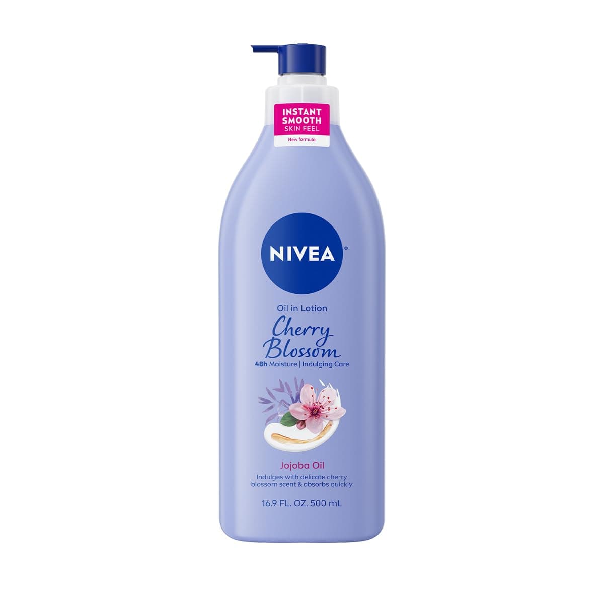 NIVEA Oil Infused Cherry Blossom and Jojoba Oil Body Lotion for Women, Fast-Absorbing and Non-Greasy Cherry Blossom Scented Lotion Moisturizes for 48 Hours, 16.9 Fl Oz Pump Bottle 16.9 Fl Oz (Pack of 1)