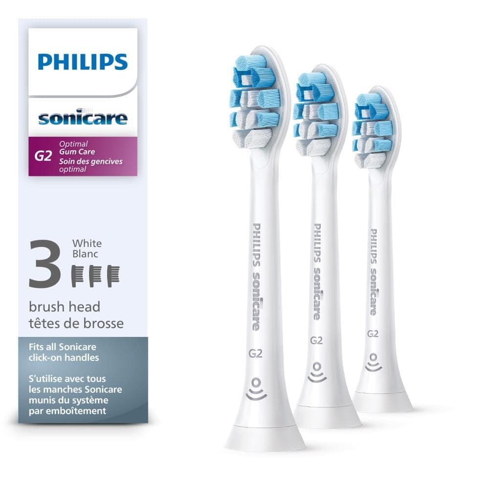 Philips Sonicare G2 Optimal Gum Care Brush Heads, Genuine Replacement Toothbrush Heads, White, 3 Pack, HX9033/65 White 1 Count (Pack of 3)