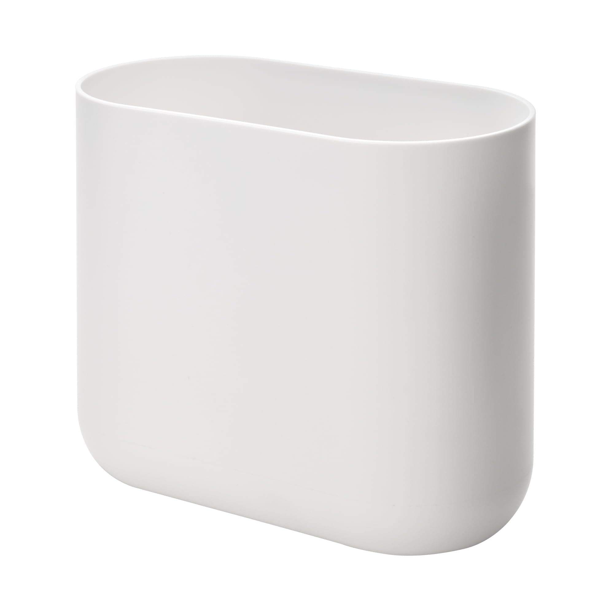 iDesign Small Slim Plastic Bathroom Trash Can, Garbage Can for Bedroom, Office, Desk, Dorm, White White Pack of 1