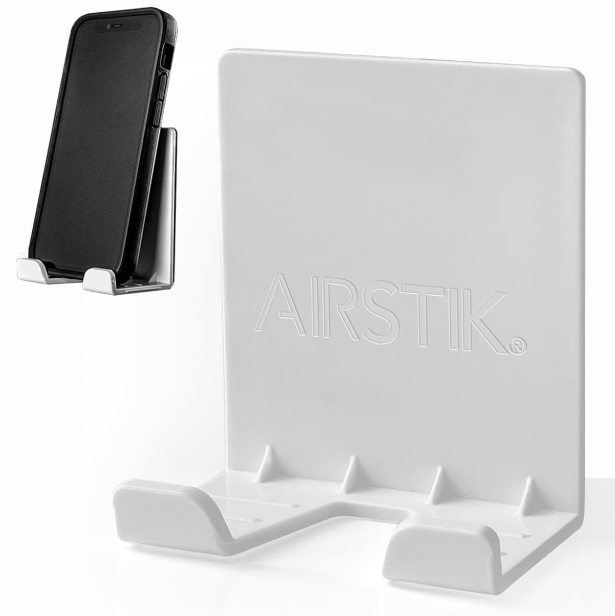 AIRSTIK Cradle Glass, Window, Mirror Phone Holder Reusable Waterproof Suction Universal Cell Phone Mount for Bathroom Kitchen Shower Dorm Office Made in USA Viral on TikTok (White)