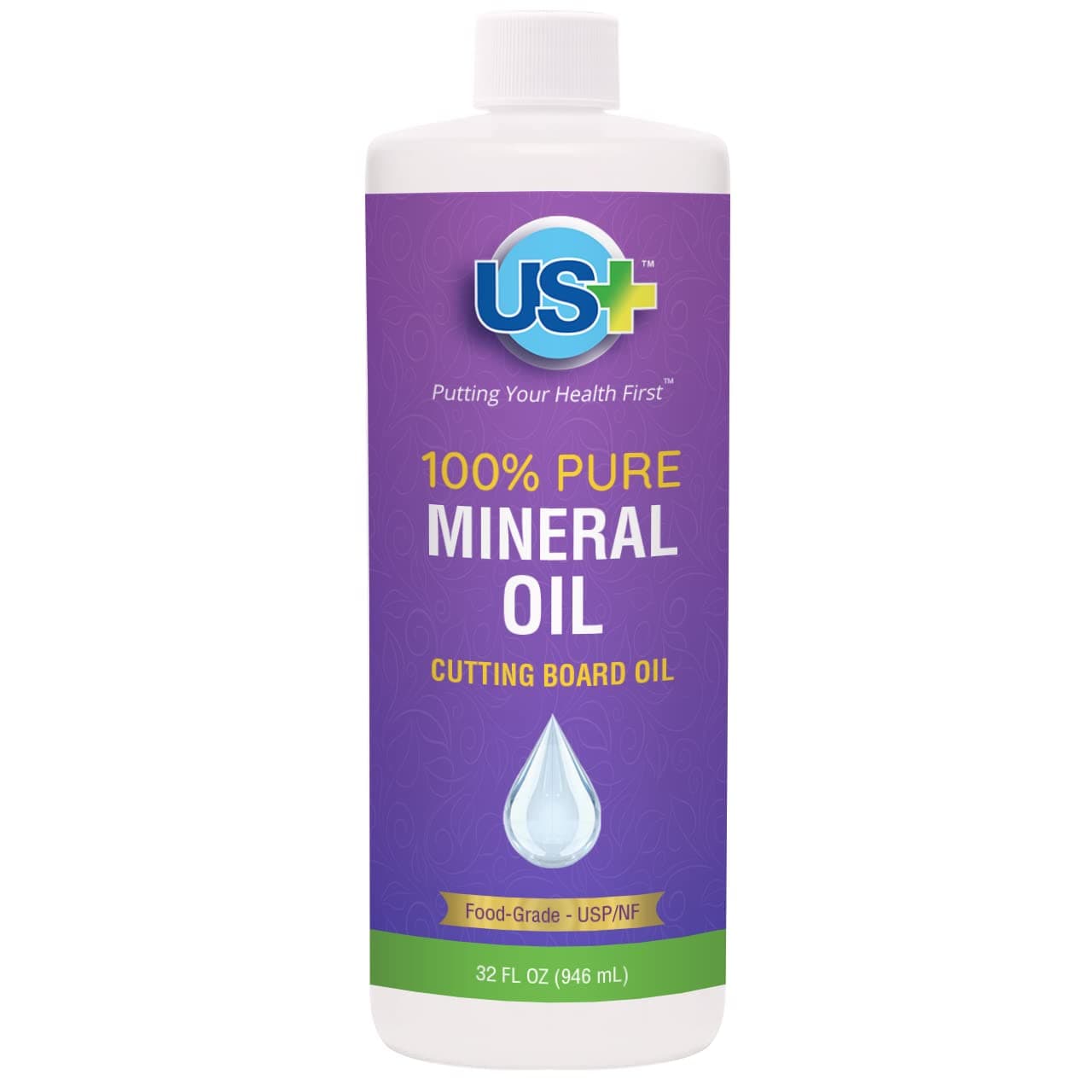 US+ 32oz 100% Pure Mineral Oil - Cutting Board Oil - Food-Grade - USP - Restores & Protects Cutting Boards, Butcher Blocks, Countertops, Steel Surfaces & More 1 Fl Oz (Pack of 32)
