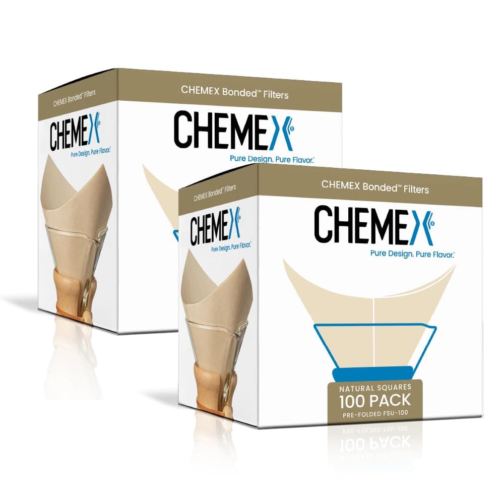 Chemex Bonded Filter - Natural Square - 100 Count (Pack of 2) - Exclusive Packaging