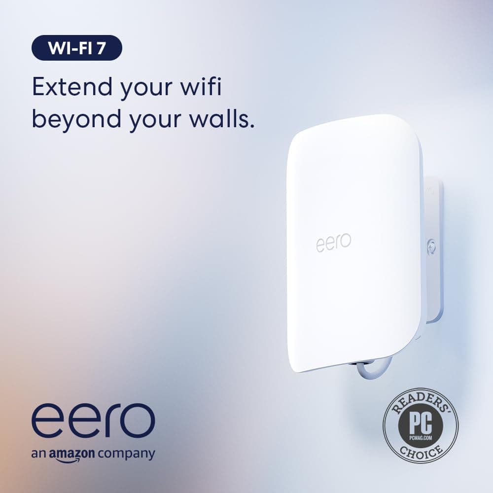 Amazon eero Outdoor 7 dual-band mesh wifi router (newest model), Weatherproof rating of IP66, Coverage up to 15,000 sq. ft. outdoors, 1-pack, Includes 30W PoE+ adapter 1-pack without eero Plus with AC power adapter