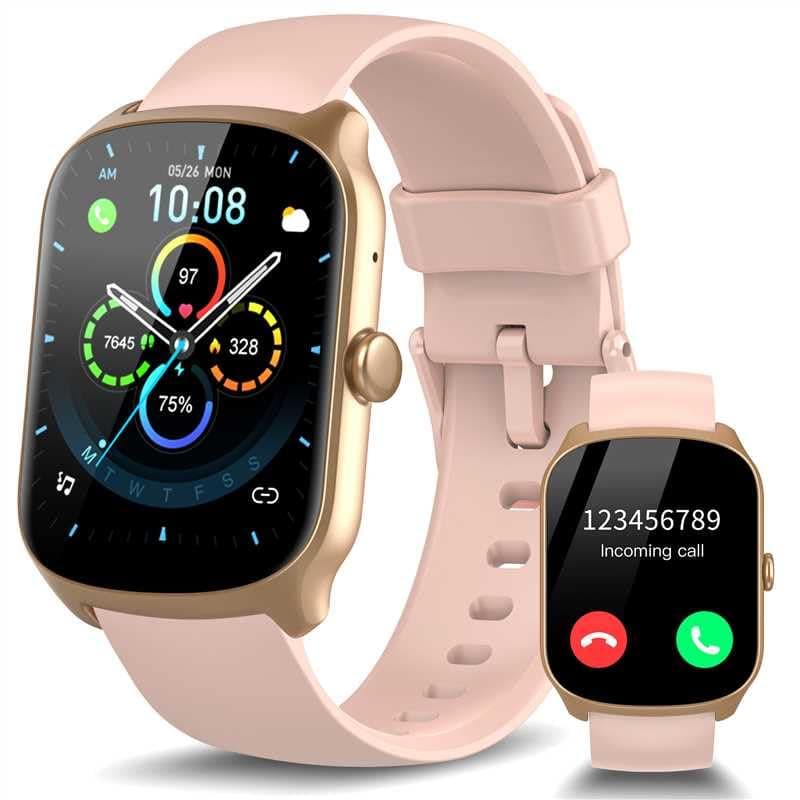Smart Watch for Men Women, 1.95'' HD Curved Screen Smartwatch(Answer/Make Call), Fitness Tracker with 112 Sport Modes, IP68 Waterproof Fitness Watch with Heart Rate/Sleep Monitor/Pedometer, Pink