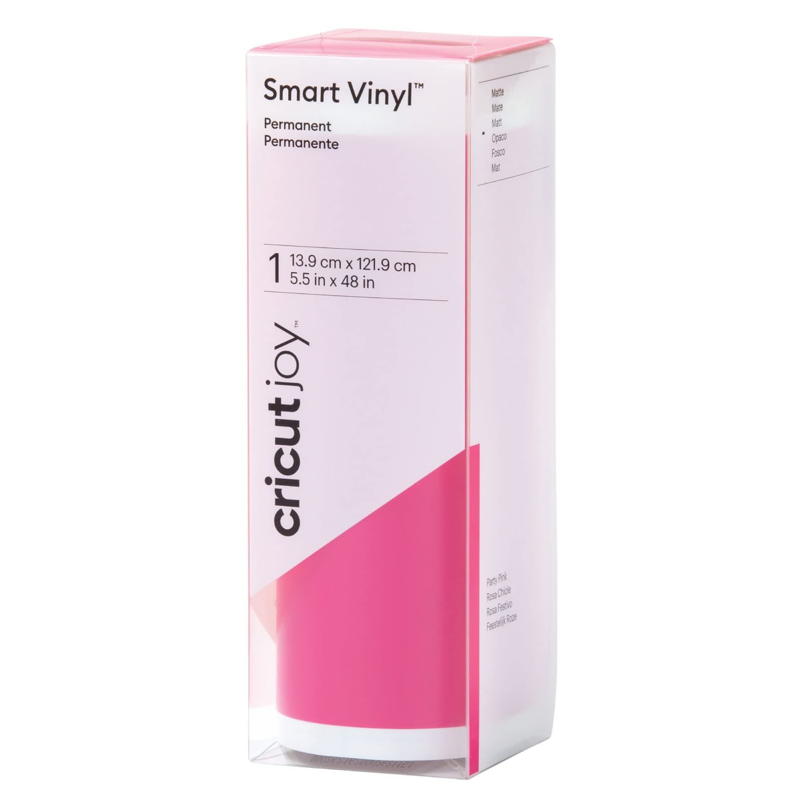 Cricut Joy Smart Permanent Vinyl, Party Pink - 4ft Roll (5.5' x 48'), Matte Finish - Compatible with Cricut Joy Machine, Matless Cutting for Long cuts (4ft Shapes, 20ft Repeated cuts) Party Pink 4ft 1-Pack