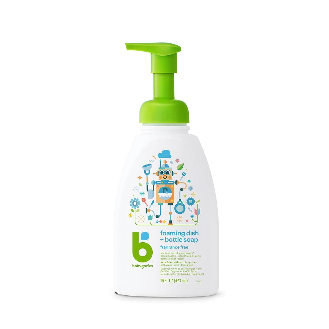 Babyganics Foaming Dish Soap, Pump Bottle, Fragrance Free, 16 oz.