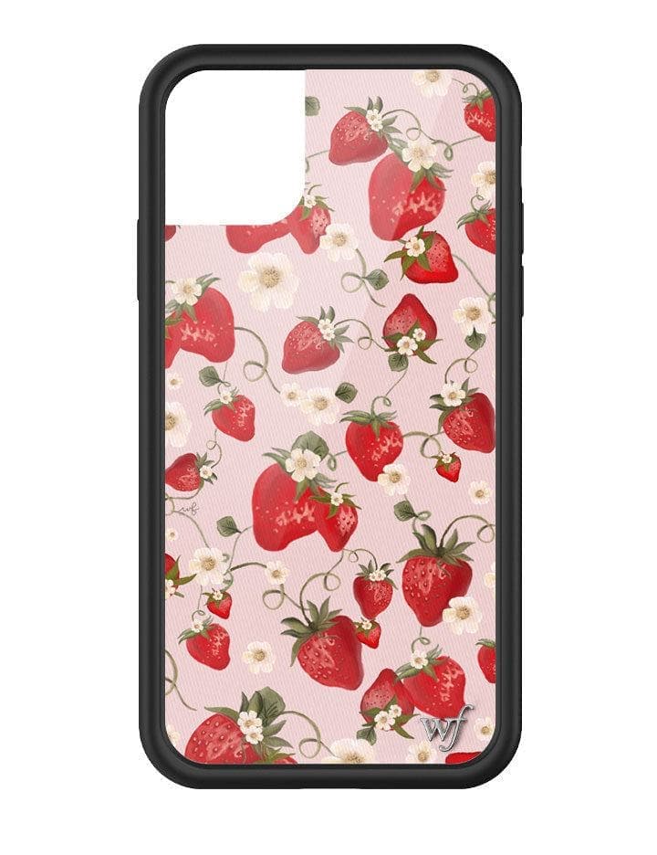 Wildflower Cases - Strawberry Fields Case, Compatible with Apple iPhone 11 | Pink, Red, Fruit, Trendy, Coquette - Protective Black Bumper, 4ft Drop Test Certified, Women Owned Small Business