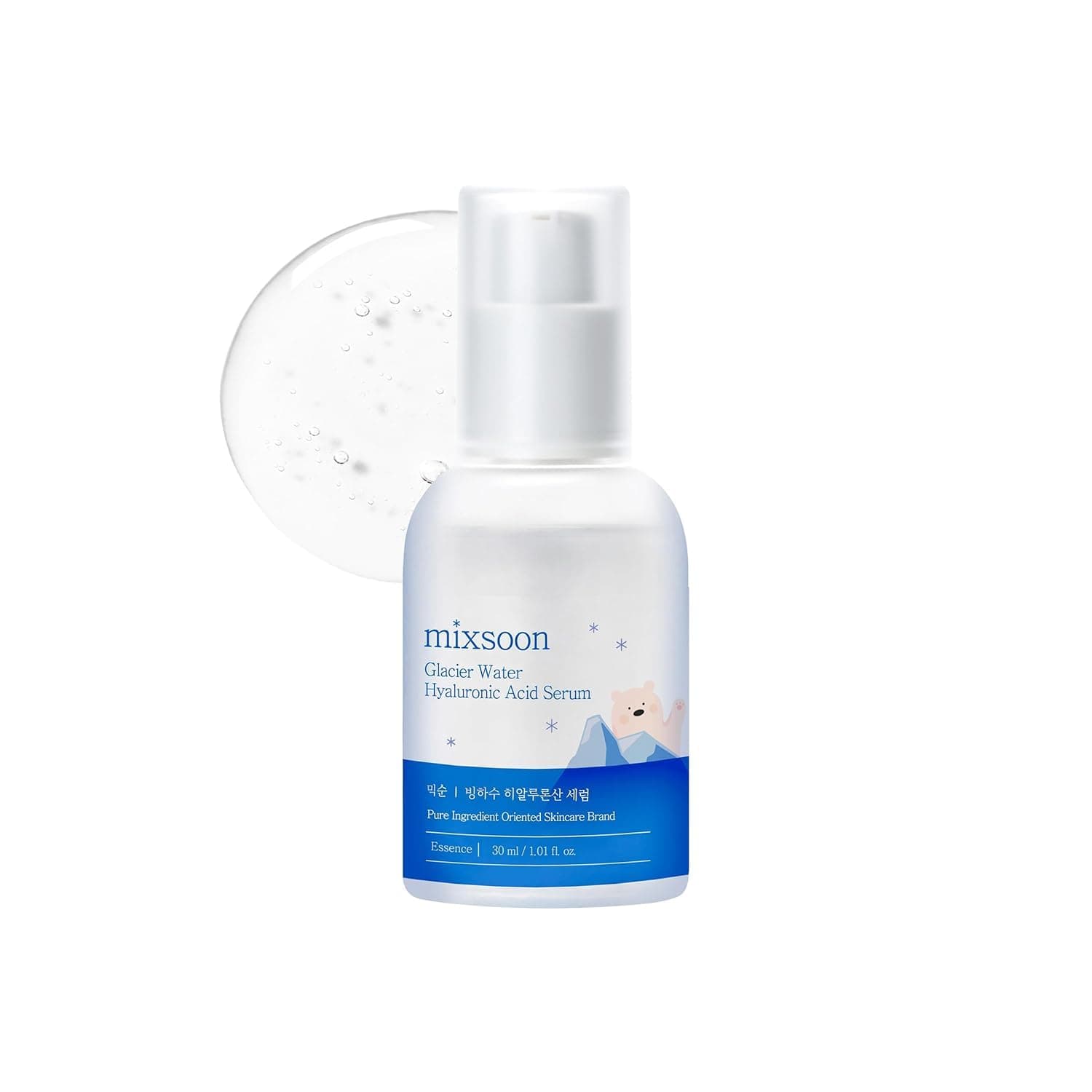 mixsoon Glacier Water Hyaluronic Acid Serum - Deep Hydration and Cooling for Face, Hydration Booster, Refreshing Lightweight Texture 30ml / 1.01 fl.oz. Korean Glass Skin Care 1.01 Fl Oz (Pack of 1)