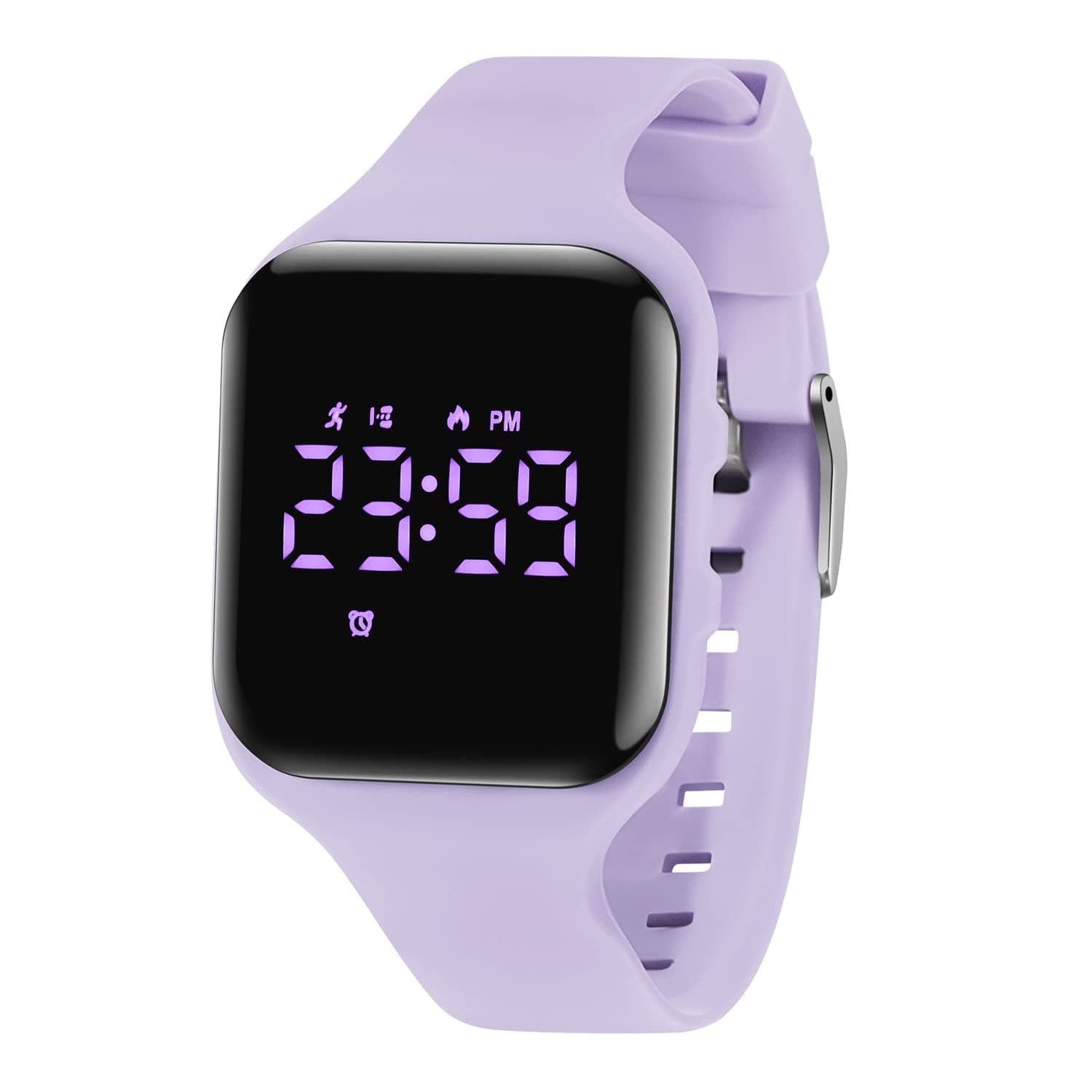 Kids Watches for Girls Boys Digital Sport Watch with Step Counter Pedometer Vibration Alarm Clock, No App Waterproof Fitness Tracker Kids Watch Boys Girls Teens Students Ages 5-16 002-E-LightPurple