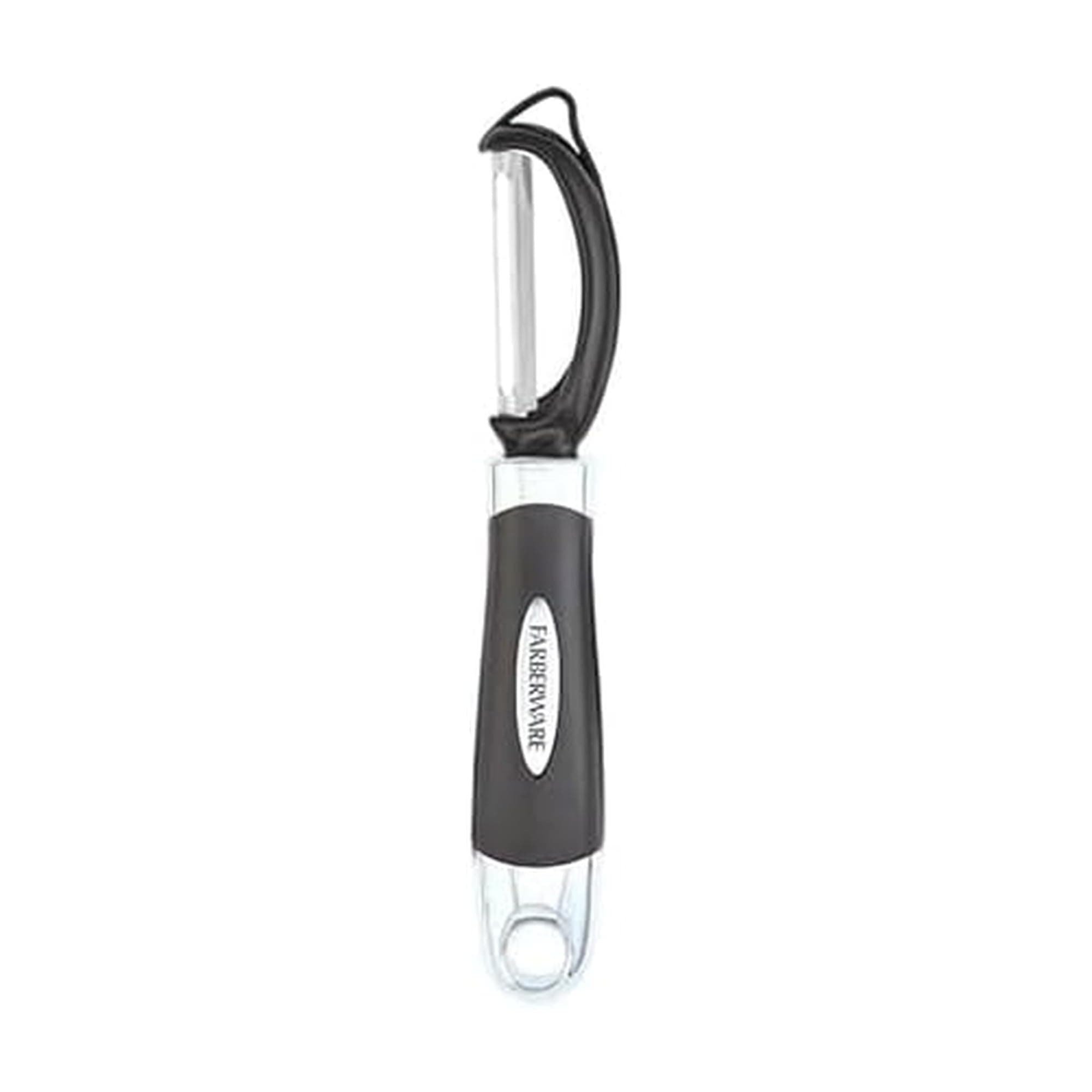 Farberware Euro Peeler, a Kitchen Essential for Quick and Easy Peeling of Produce, Chocolate, Cheeses and More. Features Hang-Hole for Easy Storage, Dishwasher Safe, Black Black 7.87 x 1.18 inches