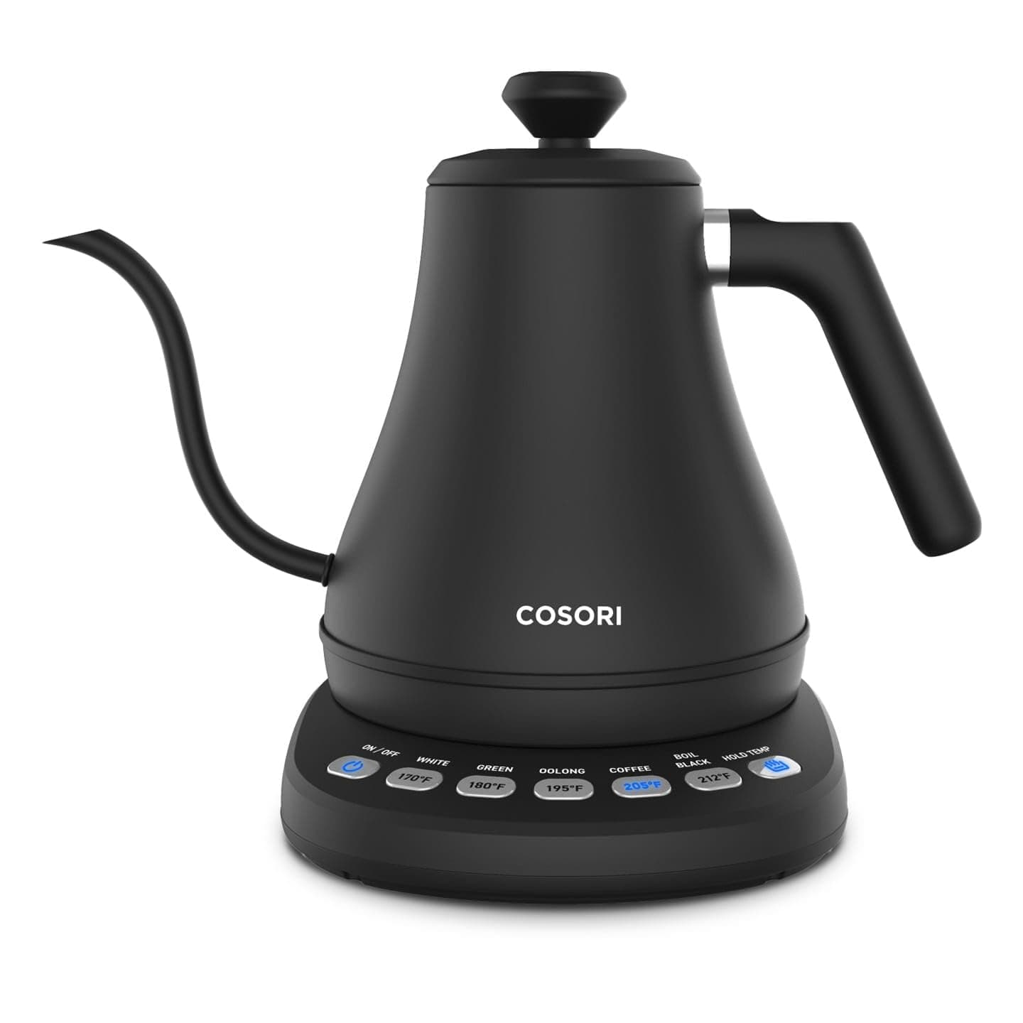 COSORI Electric Gooseneck Kettle with 5 Temperature Control Presets, Pour Over Kettle for Coffee & Tea, Hot Water Boiler, 100% Stainless Steel Inner Lid & Bottom, 1200W/0.8L Black 0.8 Quarts