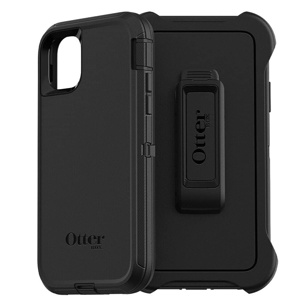 OtterBox iPhone 11 Defender Series Case - Black, Rugged & Durable, with Port Protection, Includes Holster Clip Kickstand Black Defender Series Solid