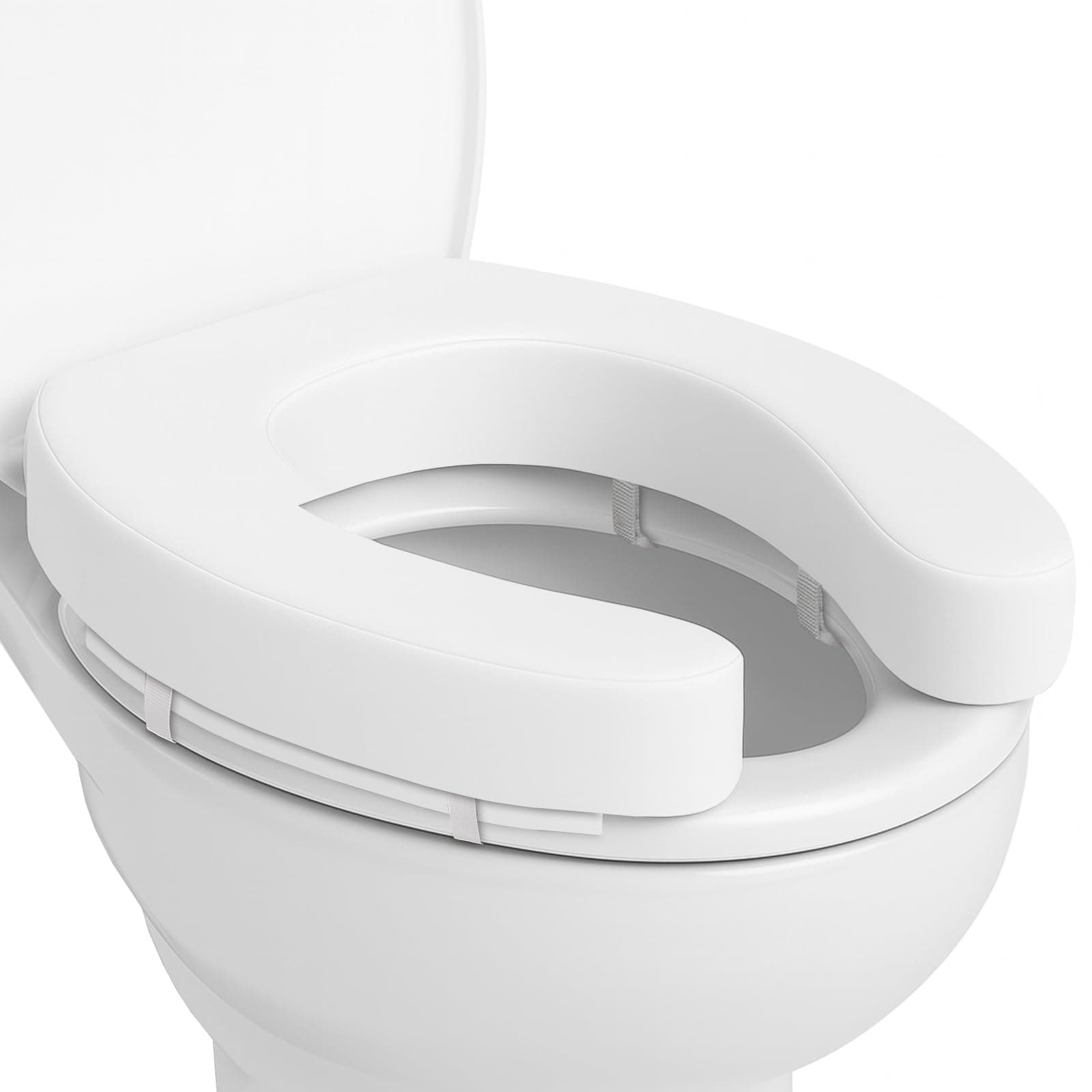 Vive Toilet Seat Cushion (Soft Cushioned Foam) - Easy Clean Soft Padded Bathroom Attachment - Elongated, Standard Seats - Comfort & Support Donut for Handicap Adults 2" Cushioned Foam White