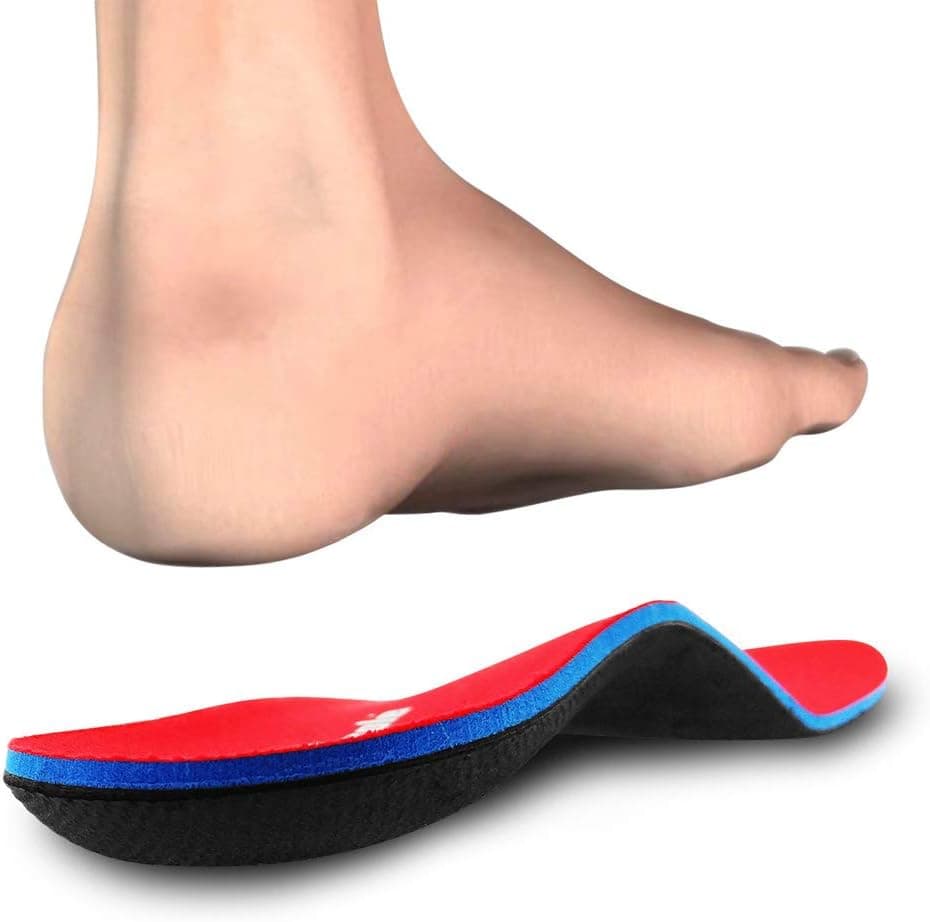 PCSsole Orthotic Arch Support Shoe Inserts Insoles for Flat Feet,Feet Pain,Plantar Fasciitis,Insoles for Men and Women Red Mens 6-6 1/2 | Womens 8-8 1/2 (9.84 Inch) A-red