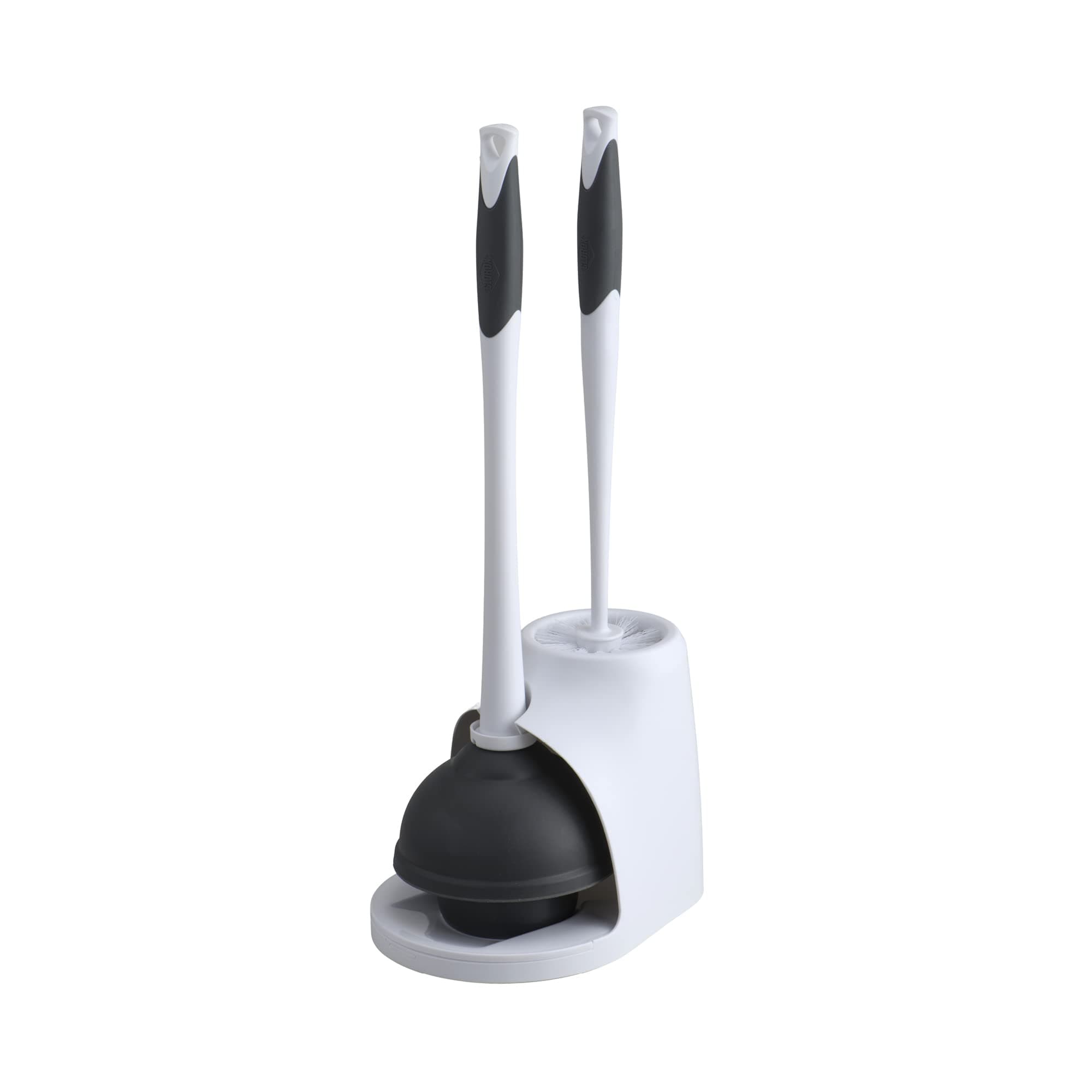 Clorox Toilet Plunger and Bowl Brush Combo with Caddy, 6.75 x 7 x 19.5 in, White/Gray White/Gray 1-Pack Combo Set