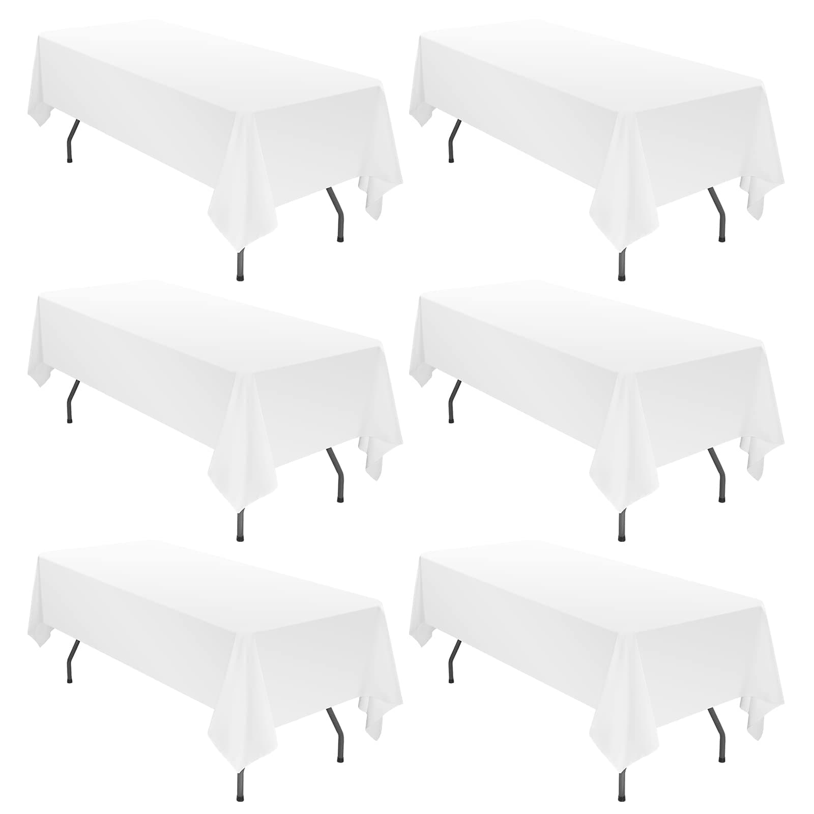 YMHPRIDE 6 Pack White Polyester Tablecloths, 60 x102 inch, Rectangular, Classic, Solid, Wrinkle Resistant, Machine Washable, 6FT Table Covers for Wedding, Party, Banquet, Buffet White 60 x 102 inch