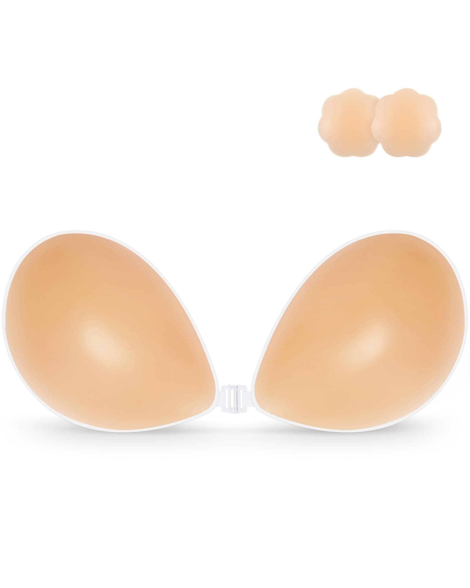 Niidor Adhesive Bra Strapless Sticky Invisible Push up Silicone Bra for Backless Dress B Creme