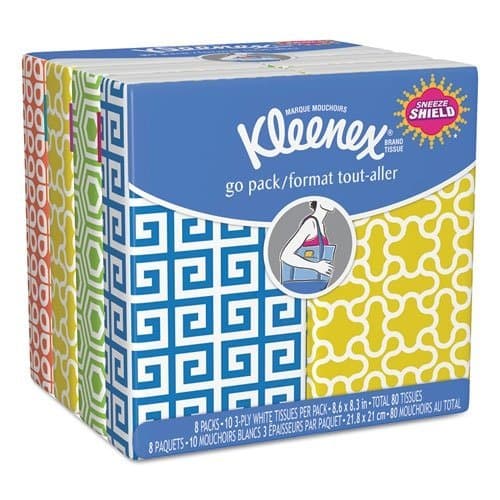 Kimberly-Clark Kleenex 3-Ply Pocket Packs Facial Tissues, 8 Count Assorted Colors 8 count (Pack of 1)
