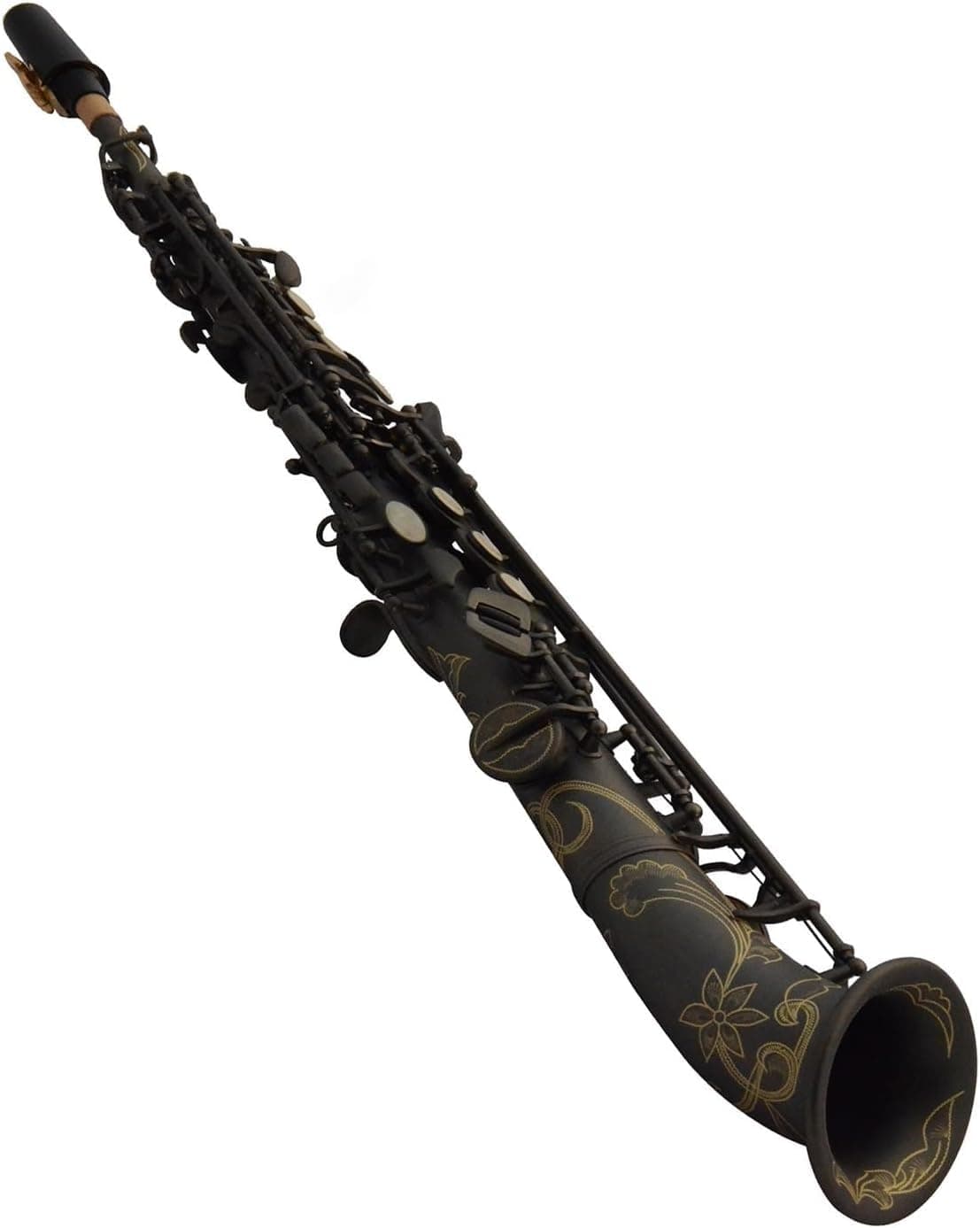 Saxophones, Musical Instrument Bb Saxophone Professional Brass Matte Black Nickel-Plated Split Curved Mouth Saxophone Instrument
